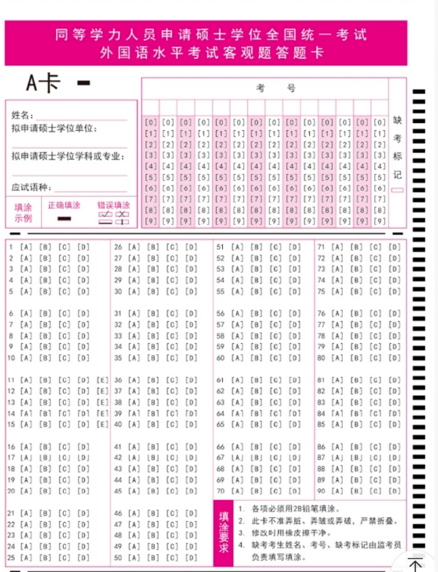 同等学力英语考试答题注意事项